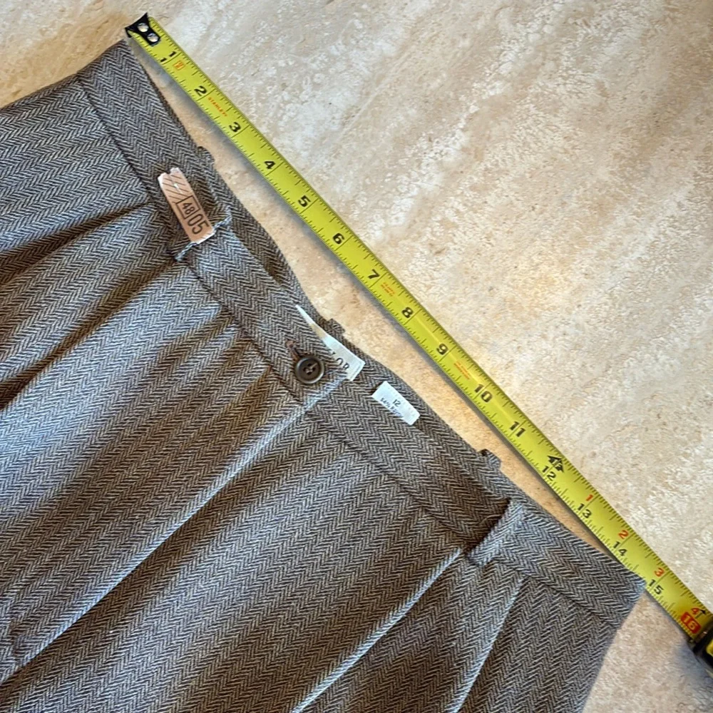 ANN TAYLOR trousers, gold/tan, herringbone tweed, pleats, pockets, cuffs. 12 EUC - Picture 15 of 17